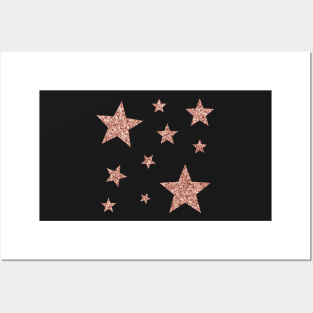 Rose Gold Faux Glitter Stars Posters and Art